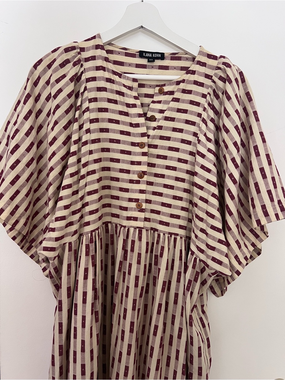 Ilana Kohn Cream Ikat Flare sleeved Maxi Dress - Picture 3 of 6